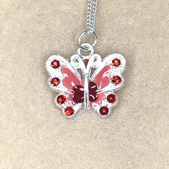 Cute Red Butterfly Necklace - Picture 1 of 3